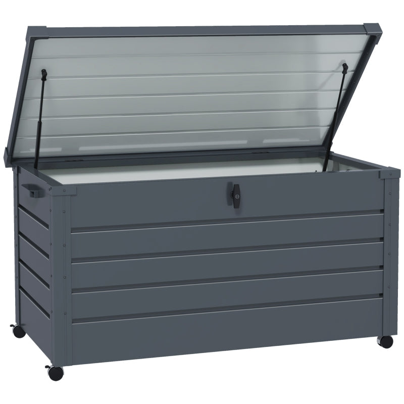 Outdoor Storage Box Weatherproof 4 Wheels 100x62x65cm - Dark Grey