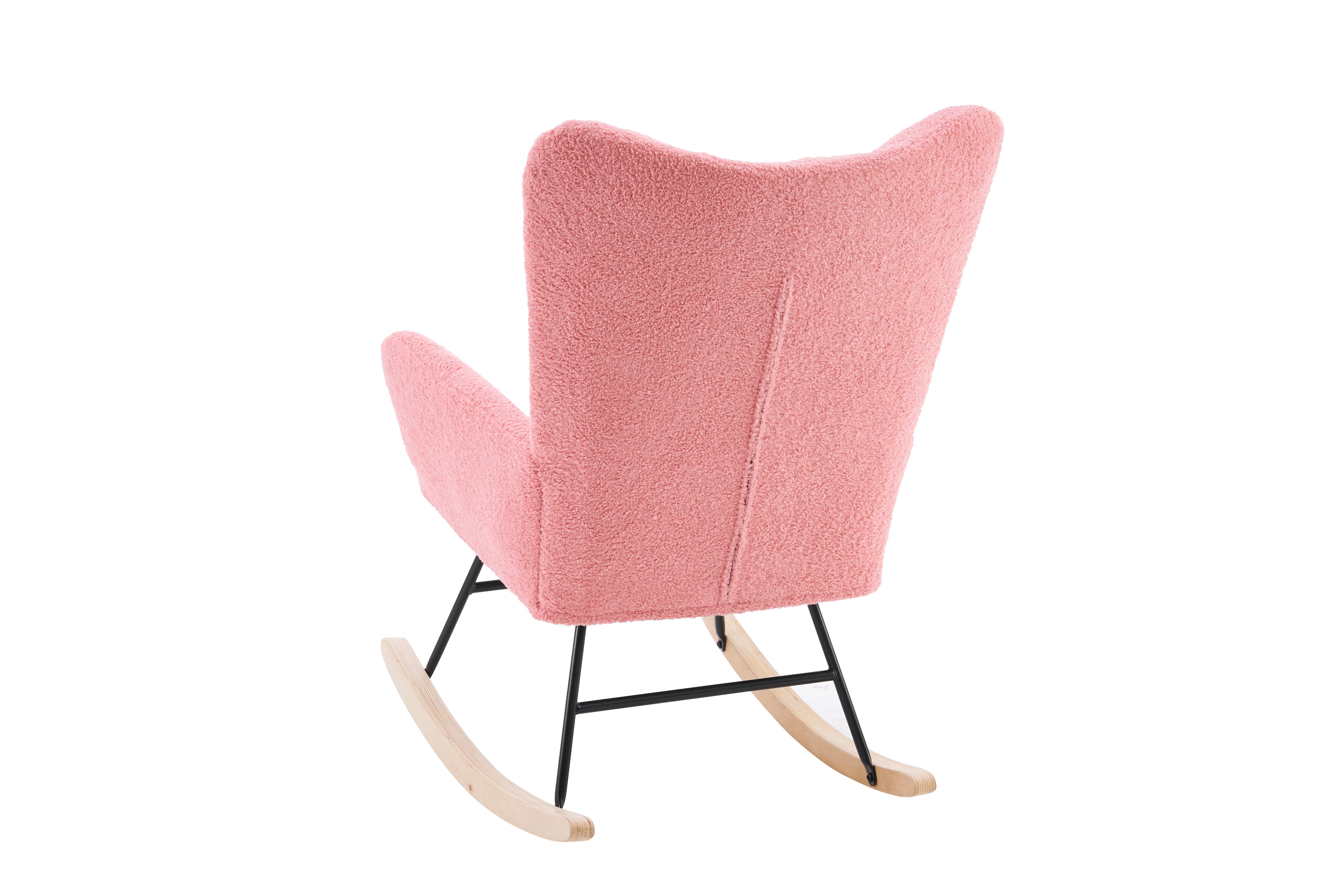 Rocking Chair Modern High Back Armrests - Pink