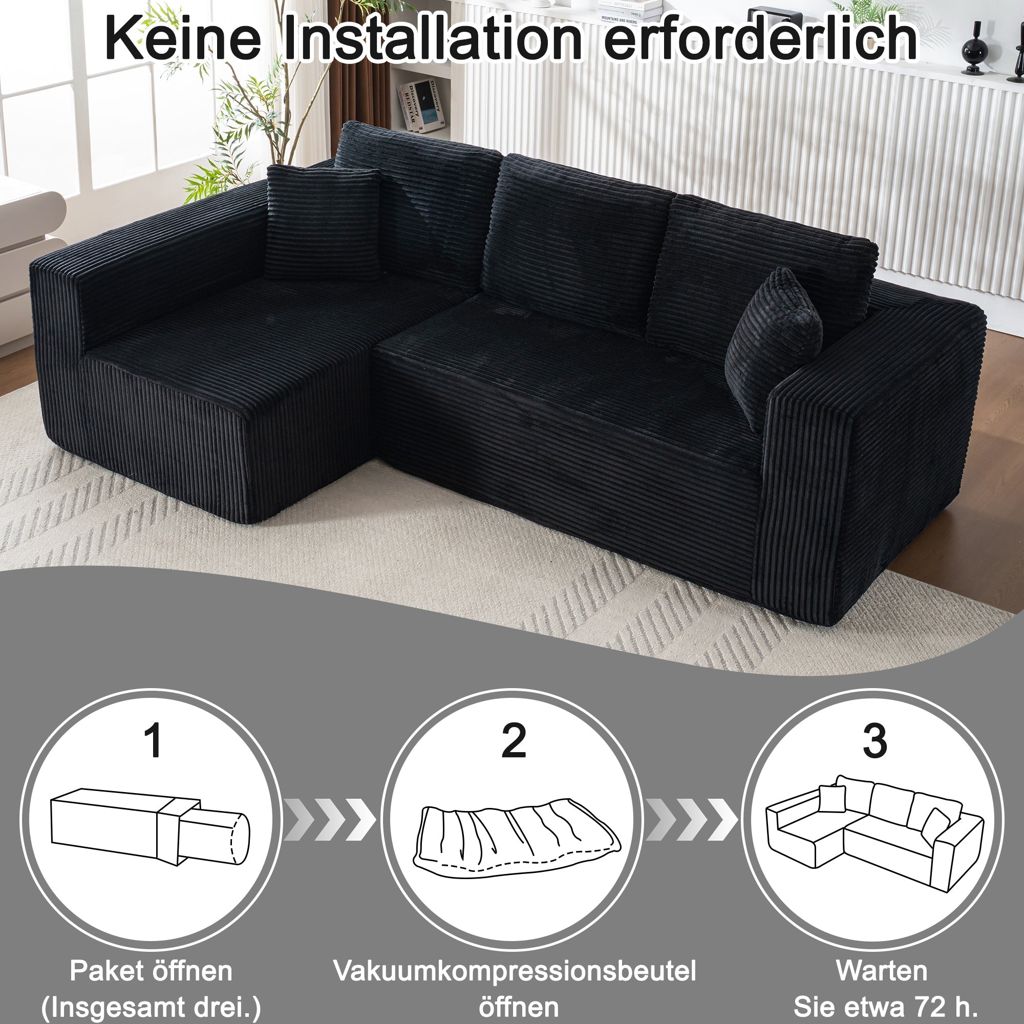 Wide Armchair Modular L-Shaped Chaise Lounge - Core Fabric