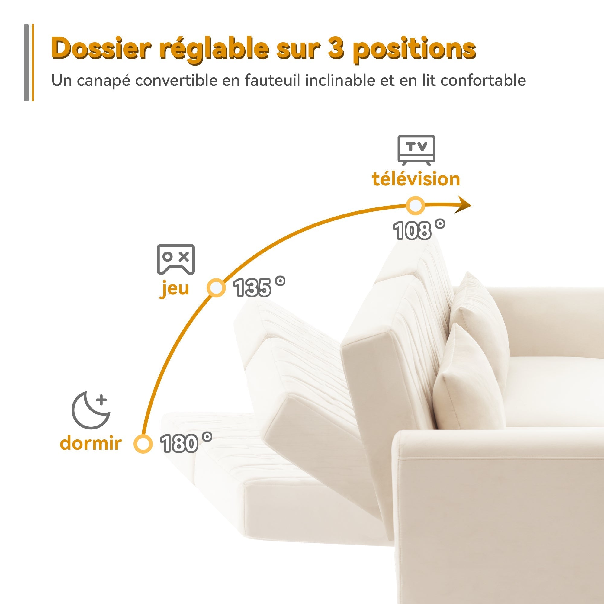 Sofa Bed, Two-Seater, Sleep Function, Velvet Fabric