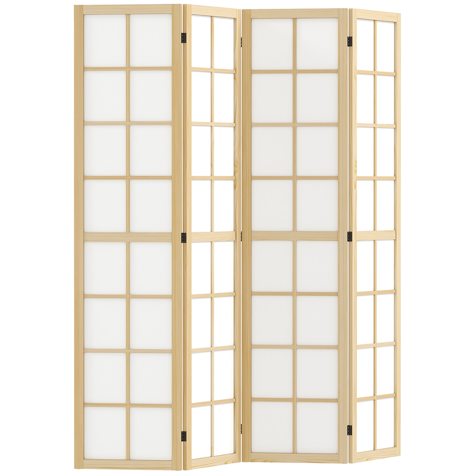 Folding Screen 4-part 160 x 170 cm Room Divider Natural