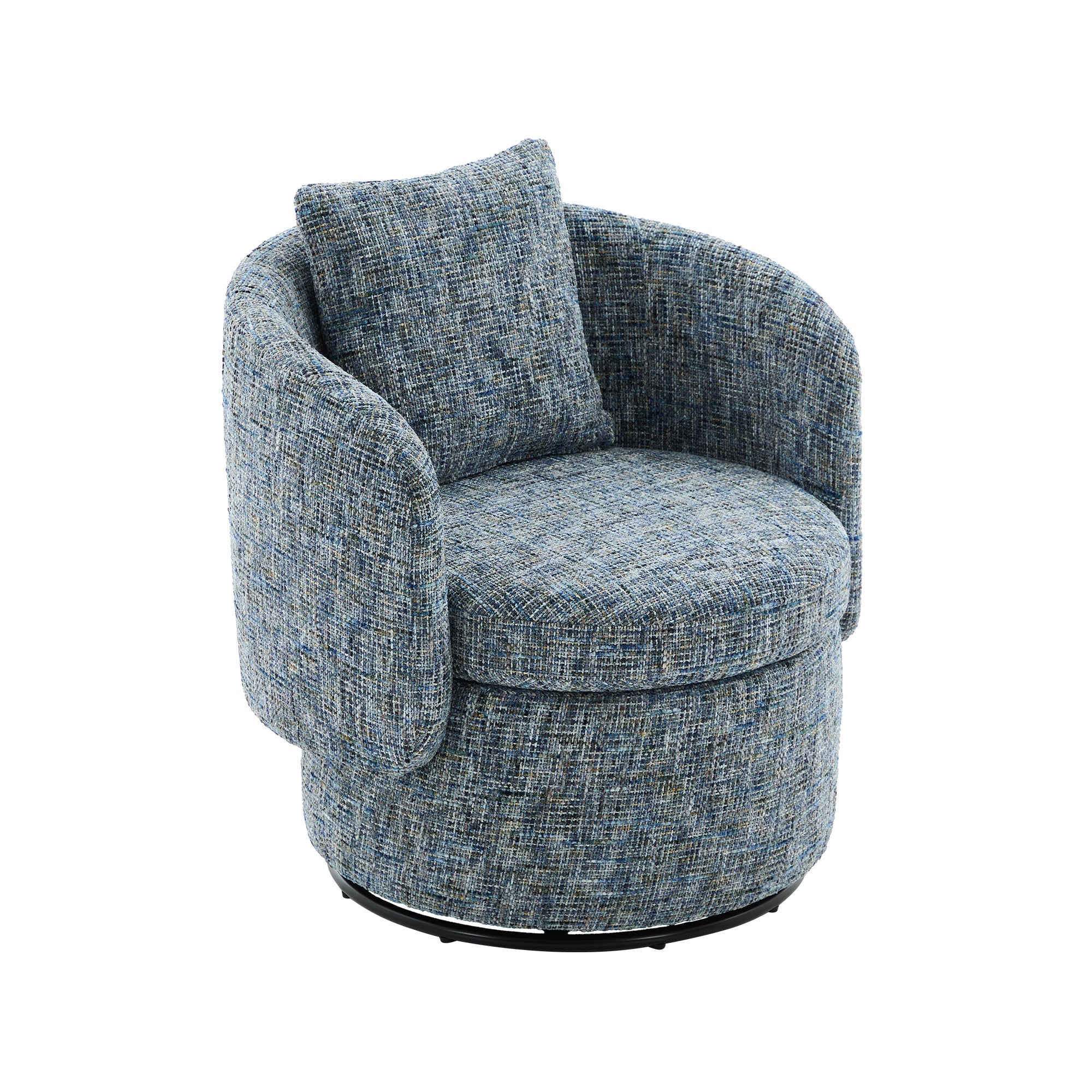 028 Swivel Accent Chair 360° Rotation Hidden Storage - Blue