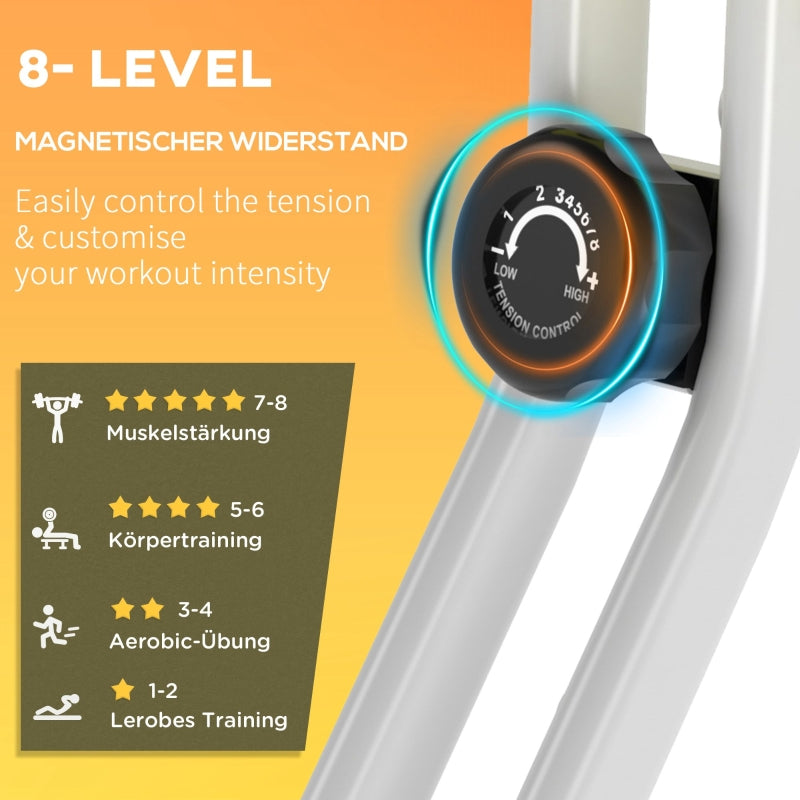 F-Bike Exercise Bike, 8-Level Magnetic Resistance, Height Adjustable, Steel, Yellow/White
