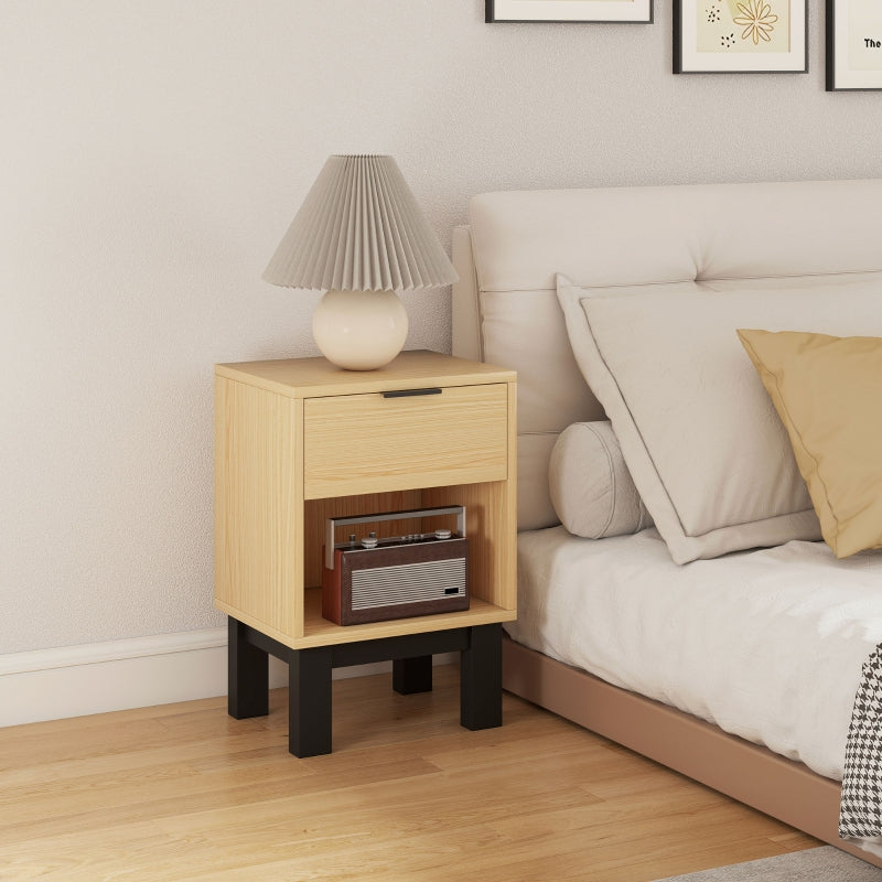 Nightstand with Drawer Open Compartment 35x26x50cm - Oak