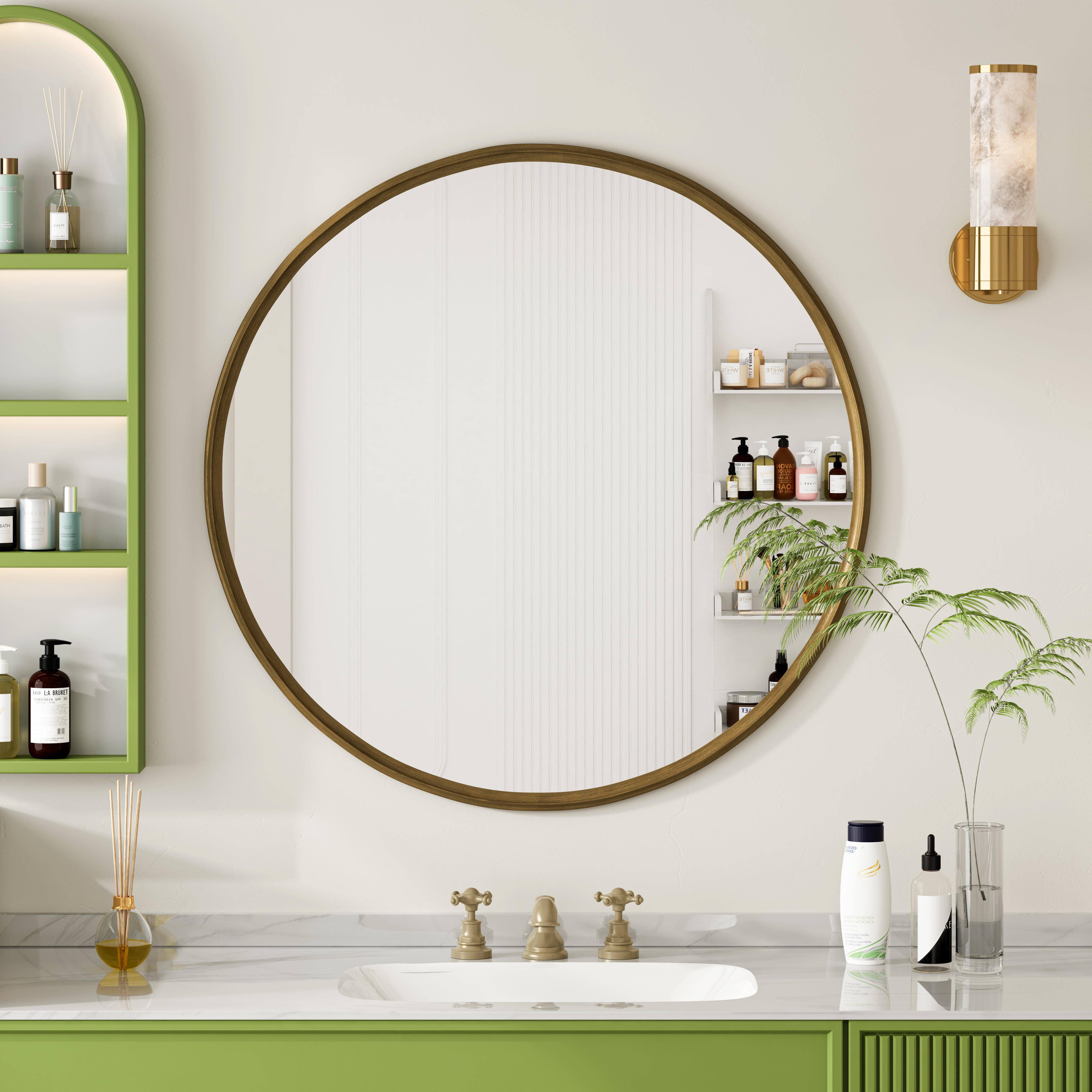 Round Mirror, 80CM Metal Frame, Bronze