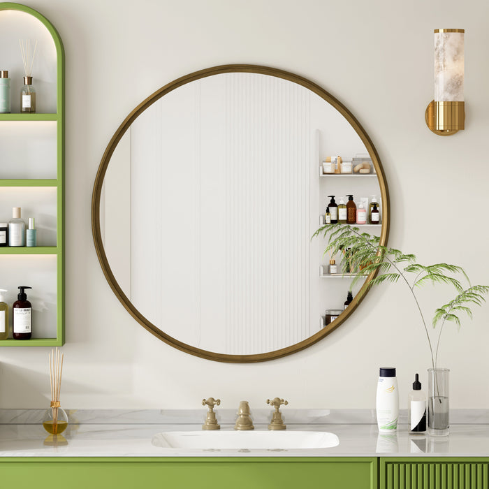 Round Mirror, 80CM Metal Frame, Bronze