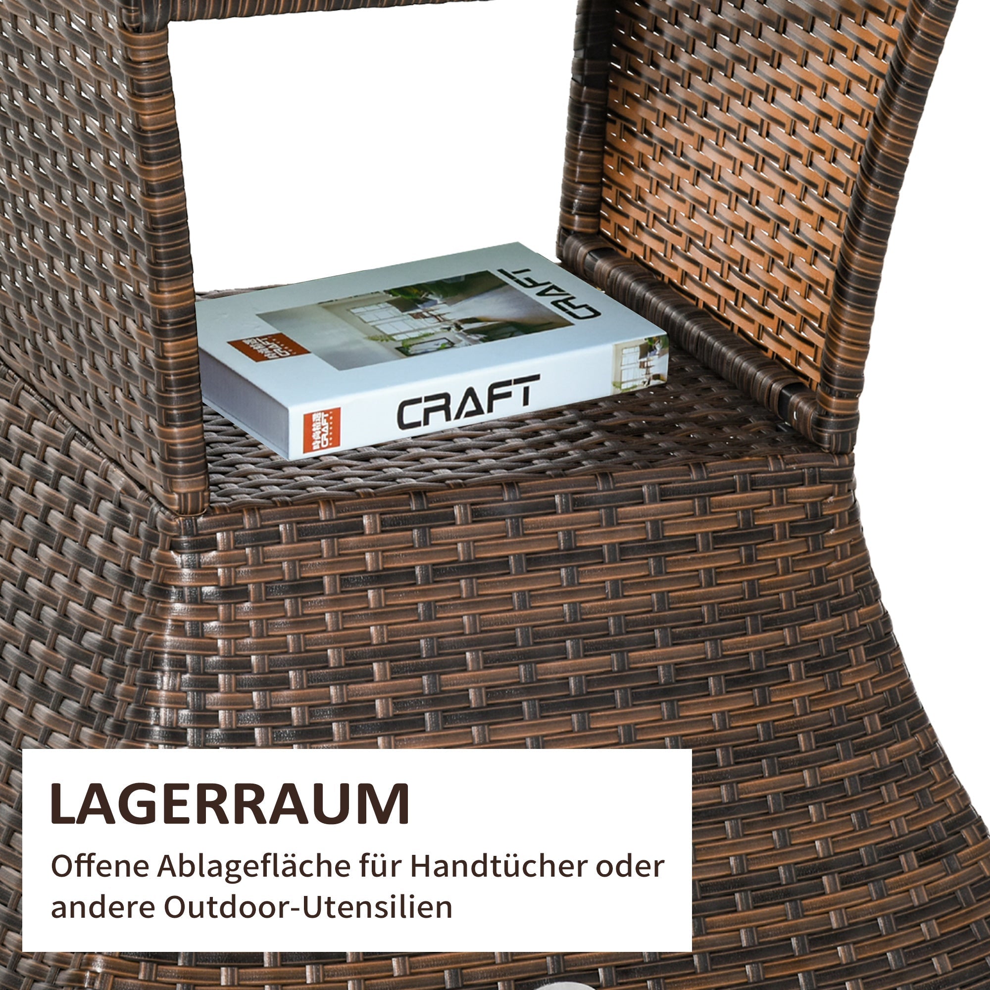 Garden Table Side Table Parasol Stand 54x54x55cm Polyrattan Brown
