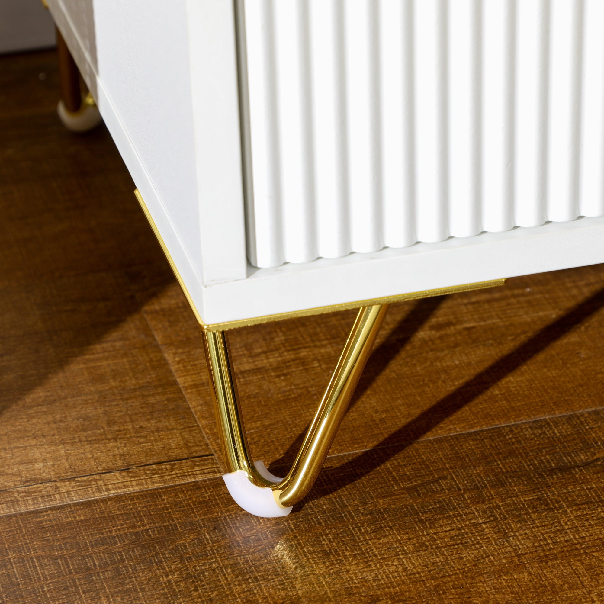 Elegant Chest of Drawers, Two Drawers - White/Gold-Tone