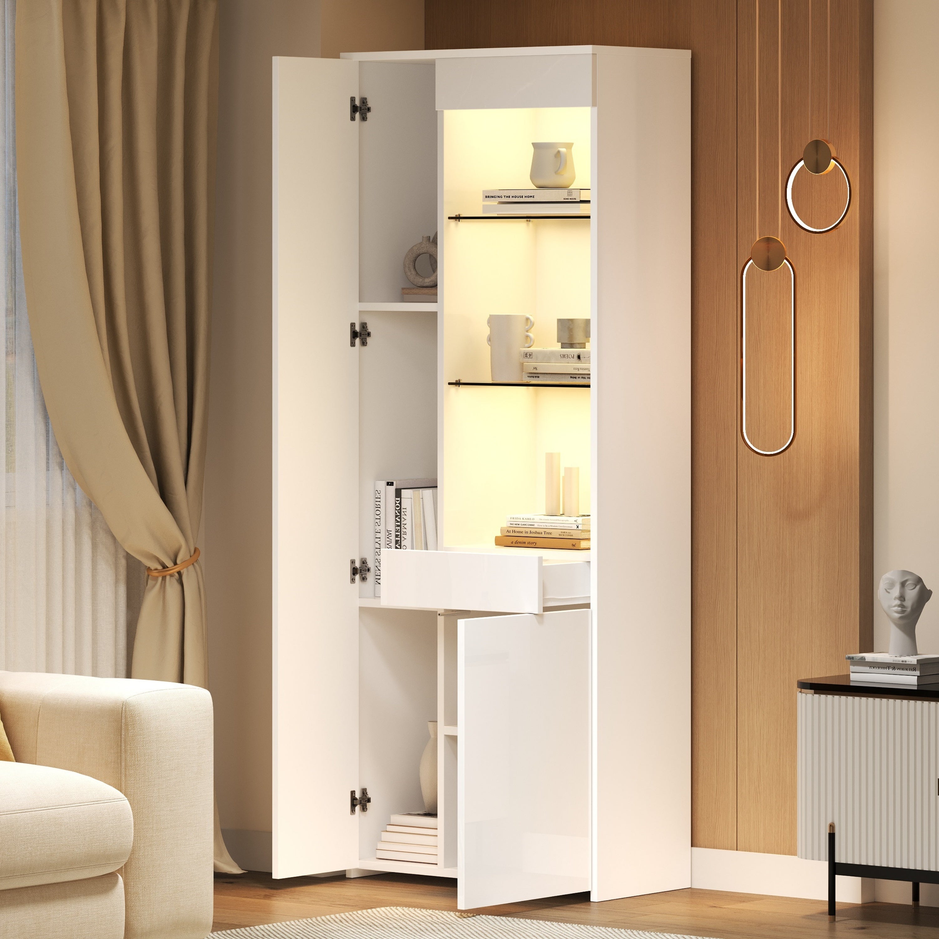 Display Cabinet 70x35x180cm LED Glass High-Gloss