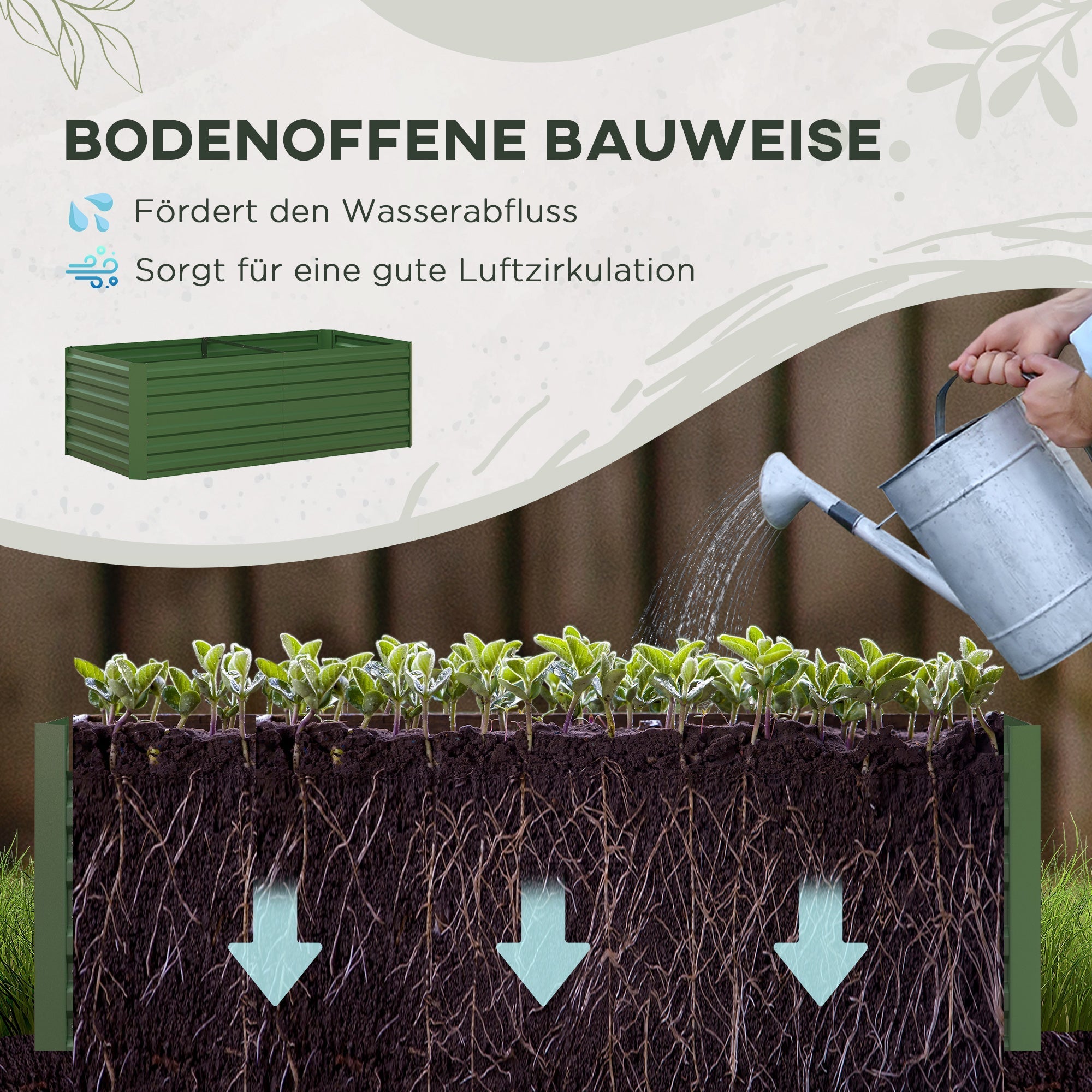 Raised Bed, Garden Planter 180x90x60cm, Steel