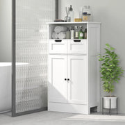 Bathroom Cabinet Storage Adjustable Shelf 2 Drawers Door 60x30x108.8cm White