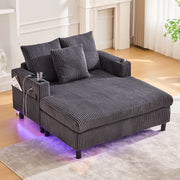 Chaise Lounge Chair, Soft Spacious w/ Cup Holders USB LED Lighting