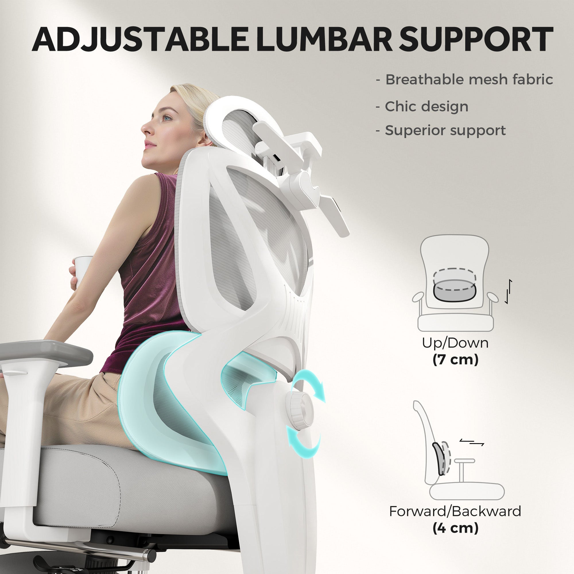 Office Chair Ergonomic Adjustable Grey