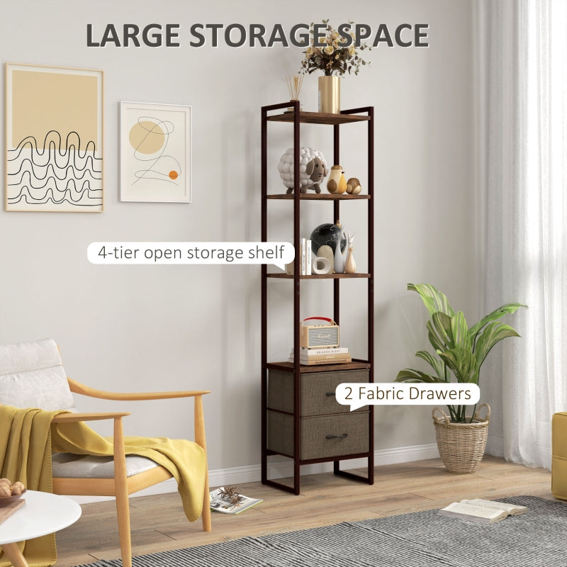 Four-Tier Display Shelf with Bottom Drawers, Industrial Steel