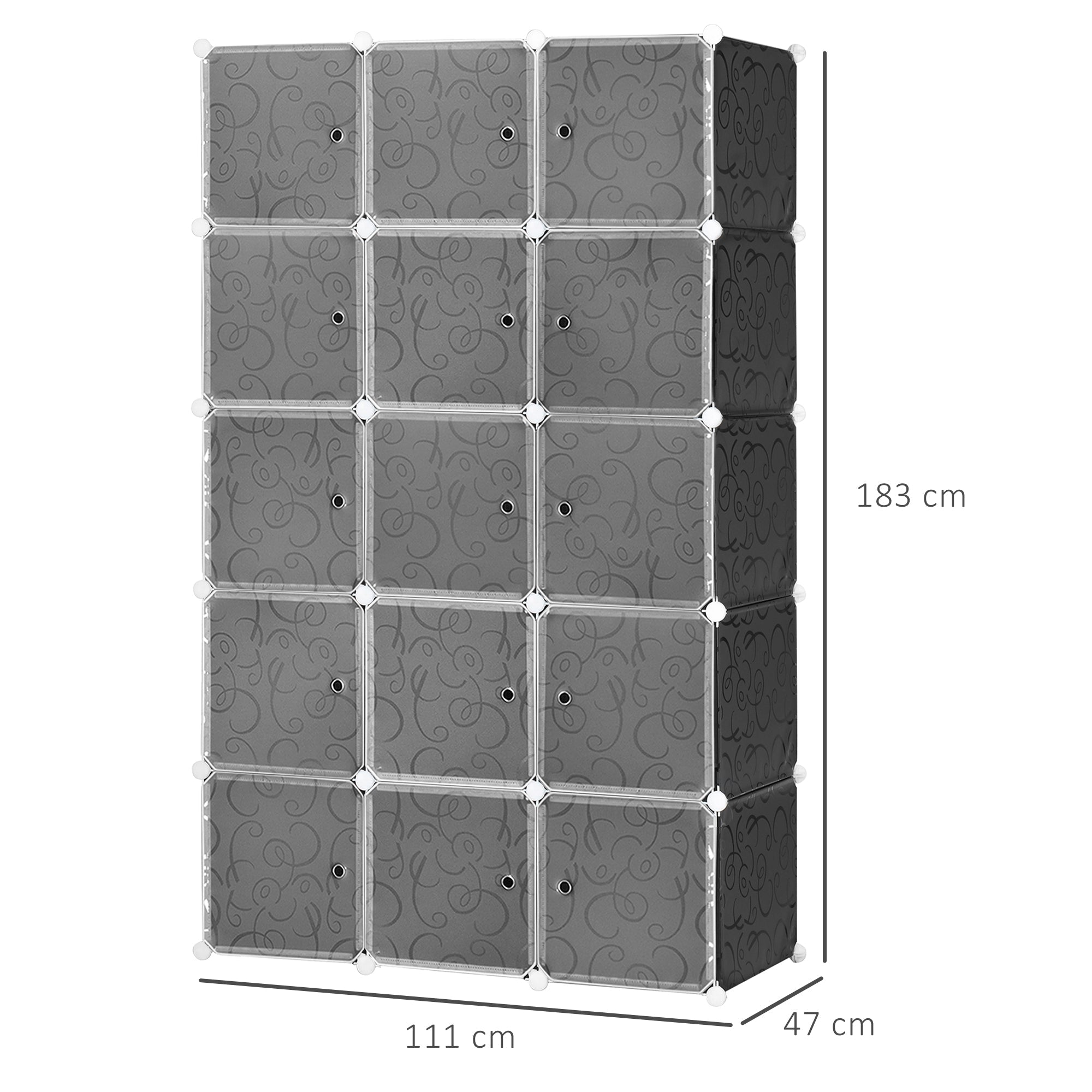 DIY Kleiderschrank-Regalsystem, 2 große & 9 kleine Würfel, Schwarz