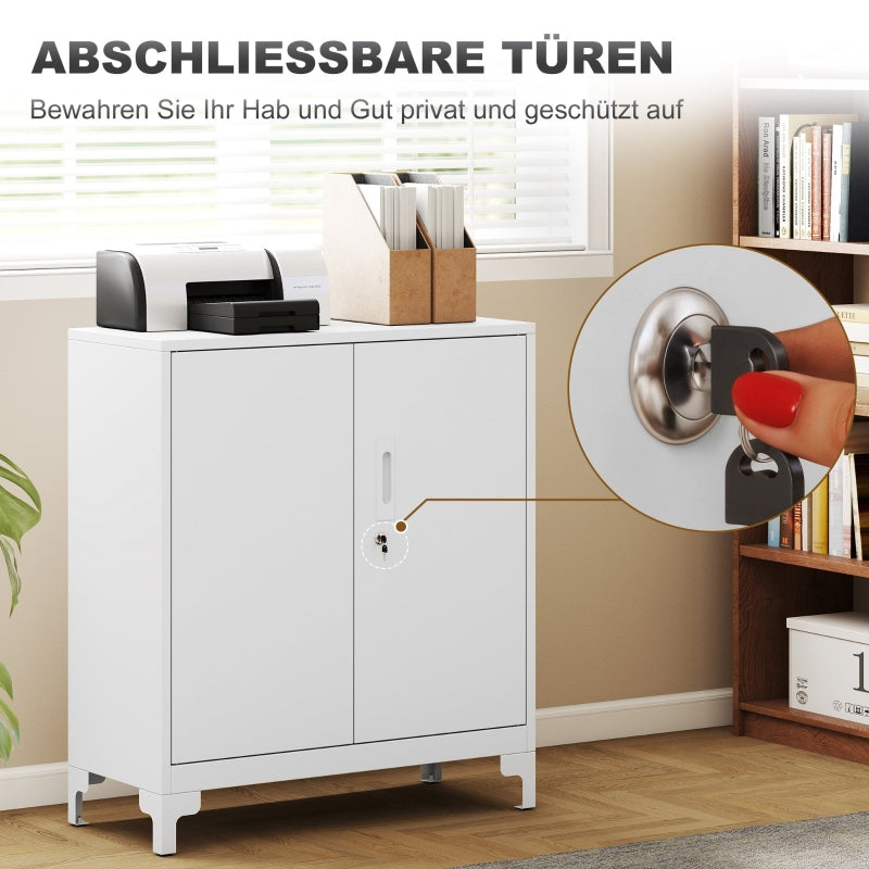 Metall-Büroschrank, abschließbare Türen, 2-lagig, Weiß