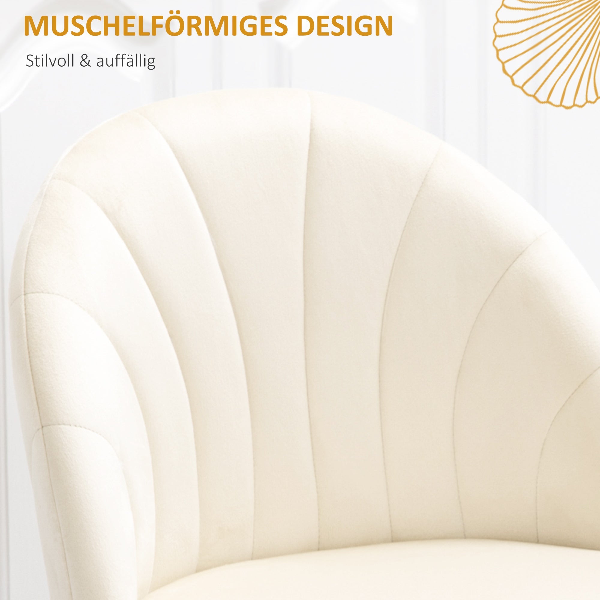 Dining Chairs, Set of 2 Upholstered with Velvet Backrest and Steel Legs, Cream