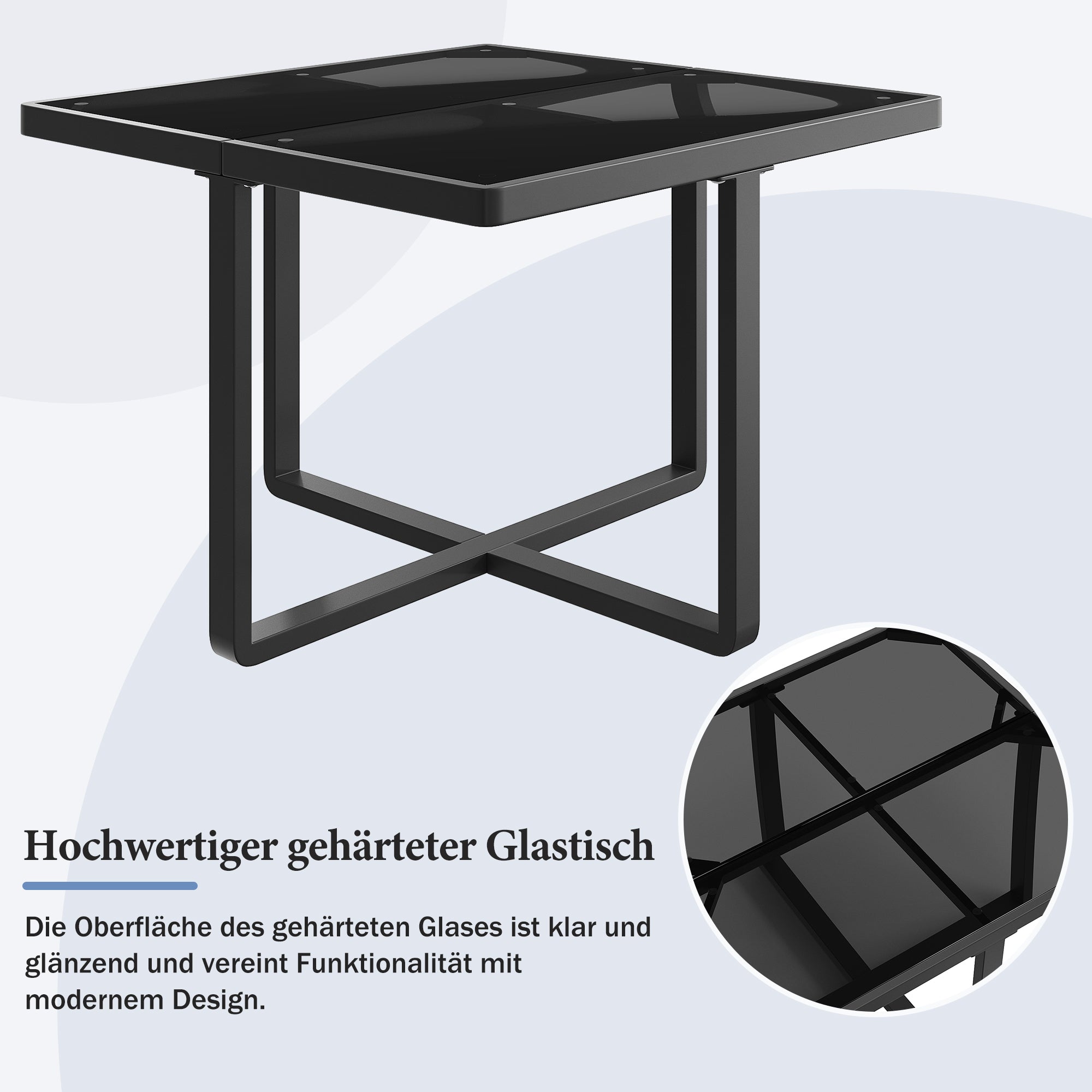 Garden Furniture Set with 12 Chairs and Table for 12 People, Glass Tabletop