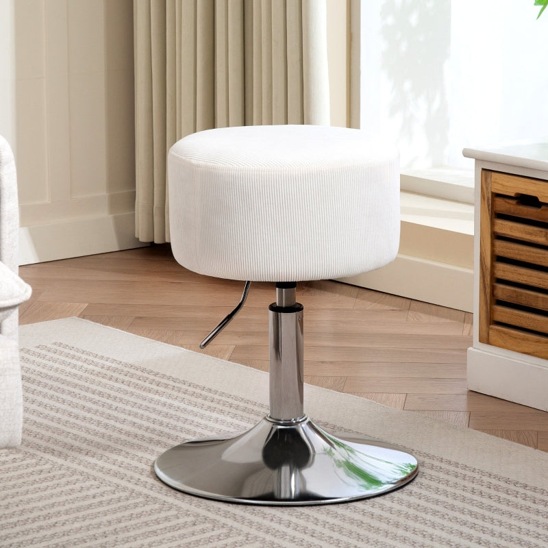 Bar Stool, Adjustable Swivel Counter Chair, White