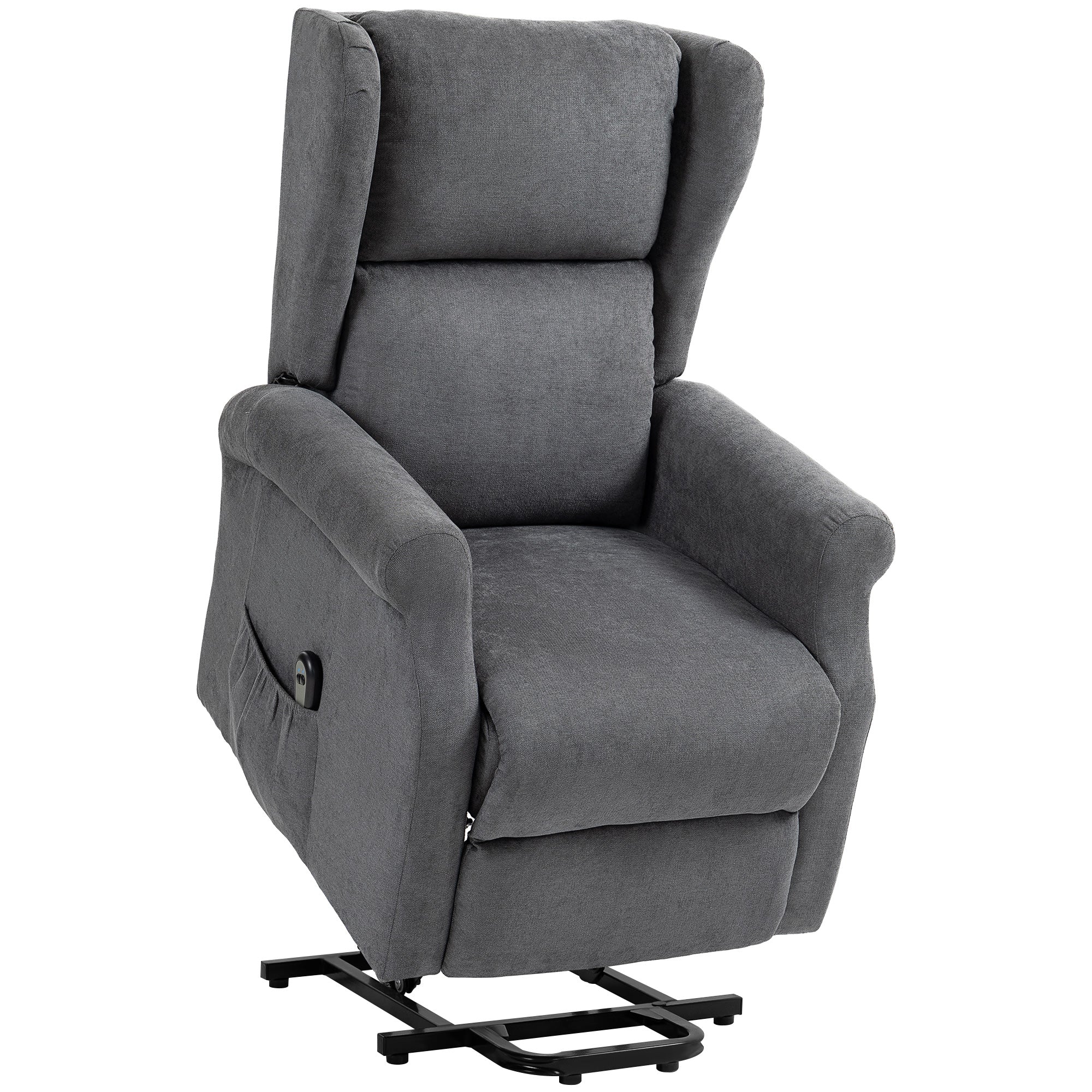 Electric Recliner, Lift Function Side Pocket Remote Control, Linen-Look Upholstery