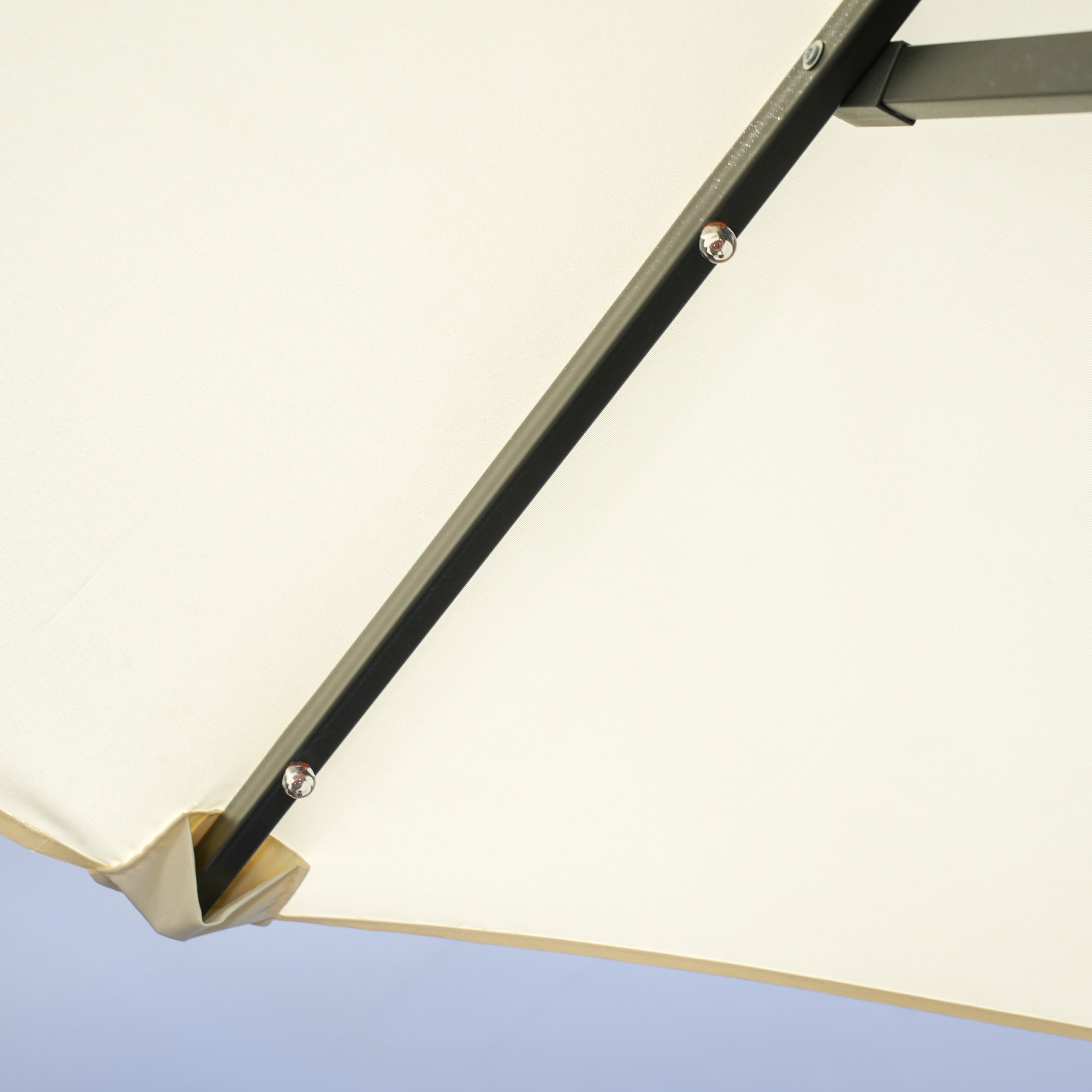 Double Parasol 295x219cm LED Adjustable Tilt Garden Umbrella, Polyester & Steel, Beige