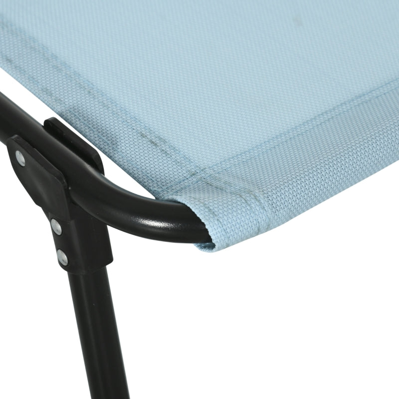 Sun Lounger Foldable Metal Frame Breathable Cover - Teal