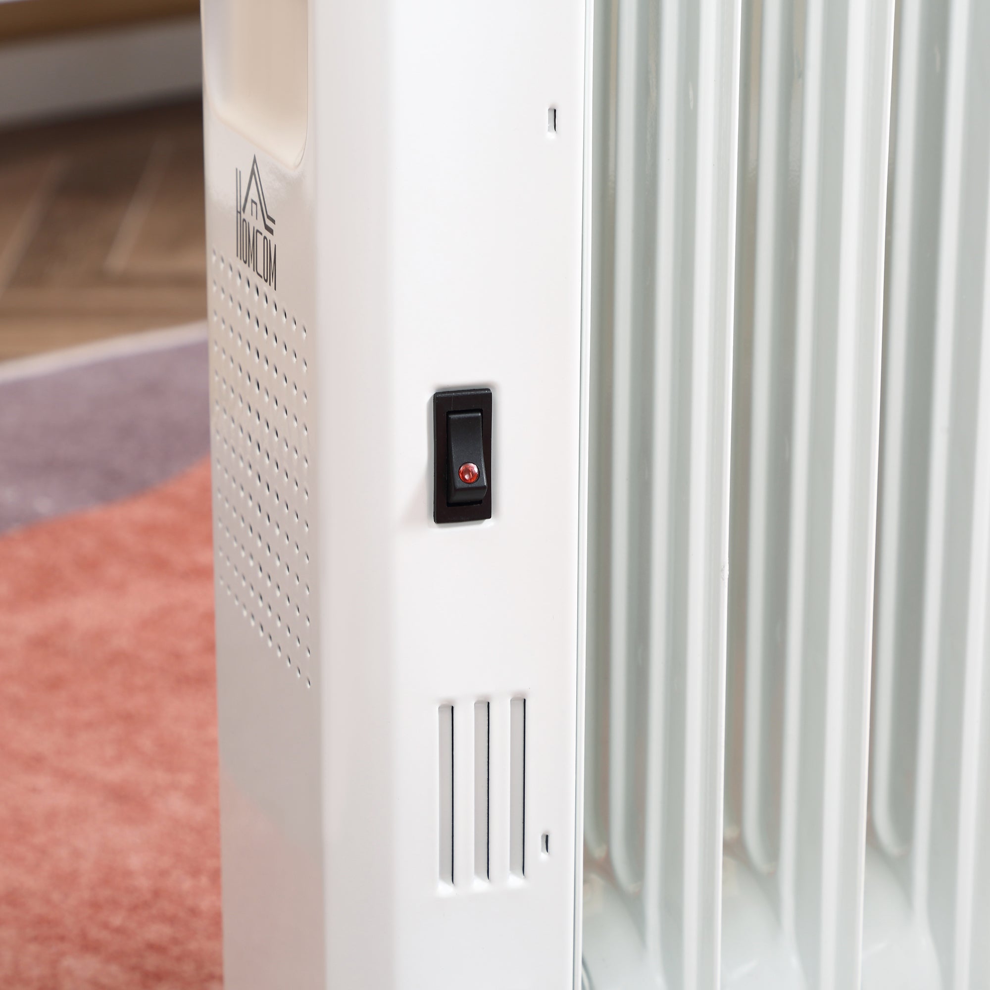 Oil Radiator Electric Heater, Portable, 3 Heat Settings, 24-Hour Timer, White Steel
