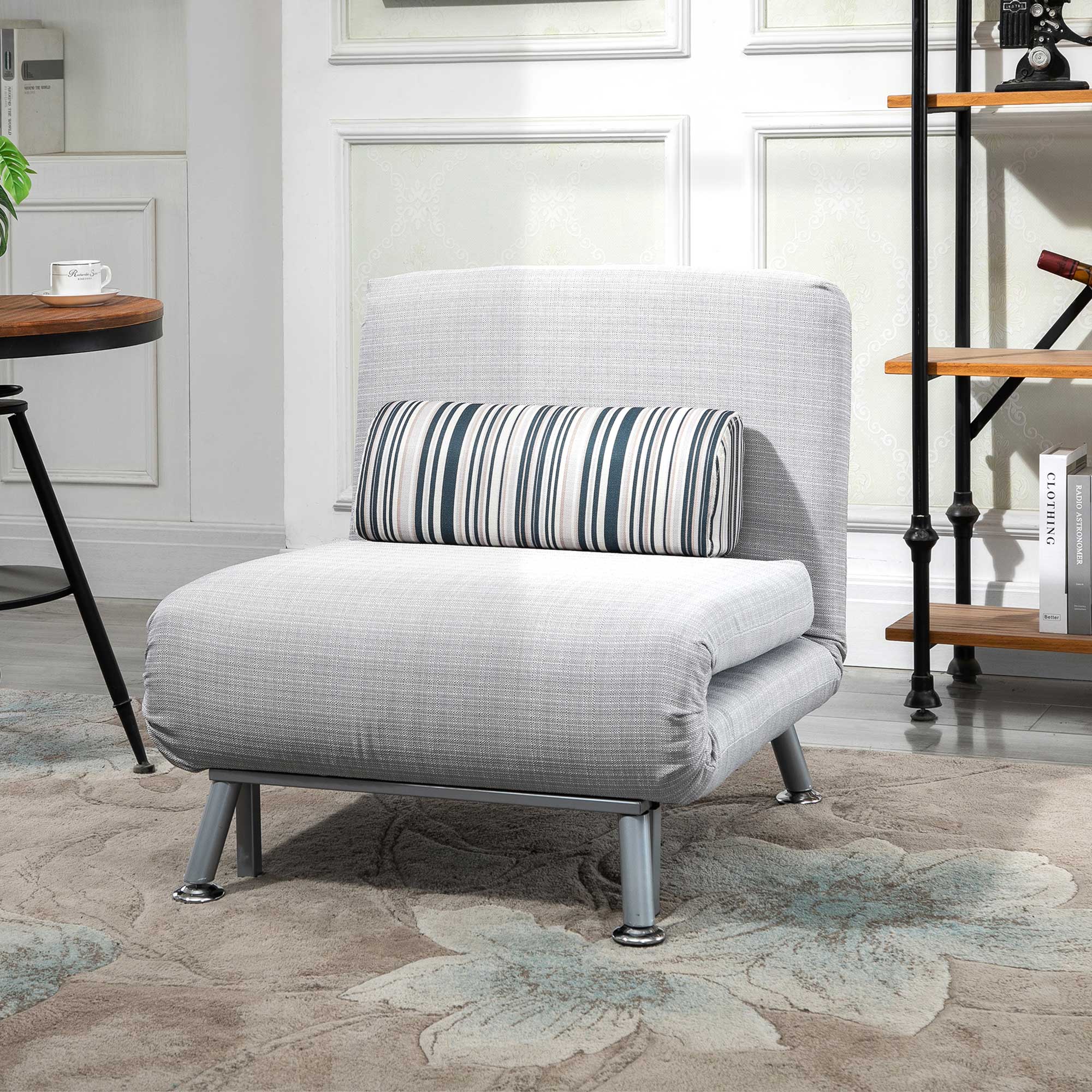Folding Bed Sleeper Chair Guest Bed Sofa, Folding Mattress Metal, Grey 75x70x75cm