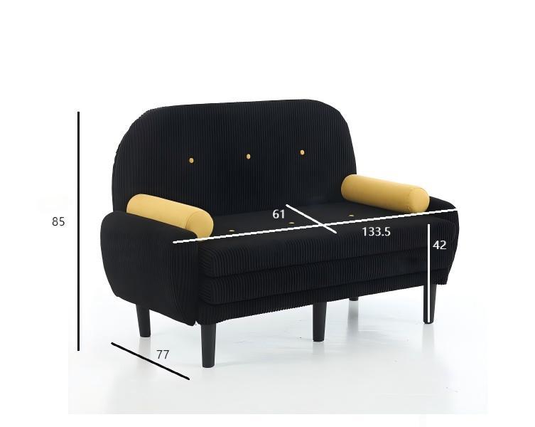 Loveseat Sofa Daybed Recliner with Storage Space, Black Corduroy