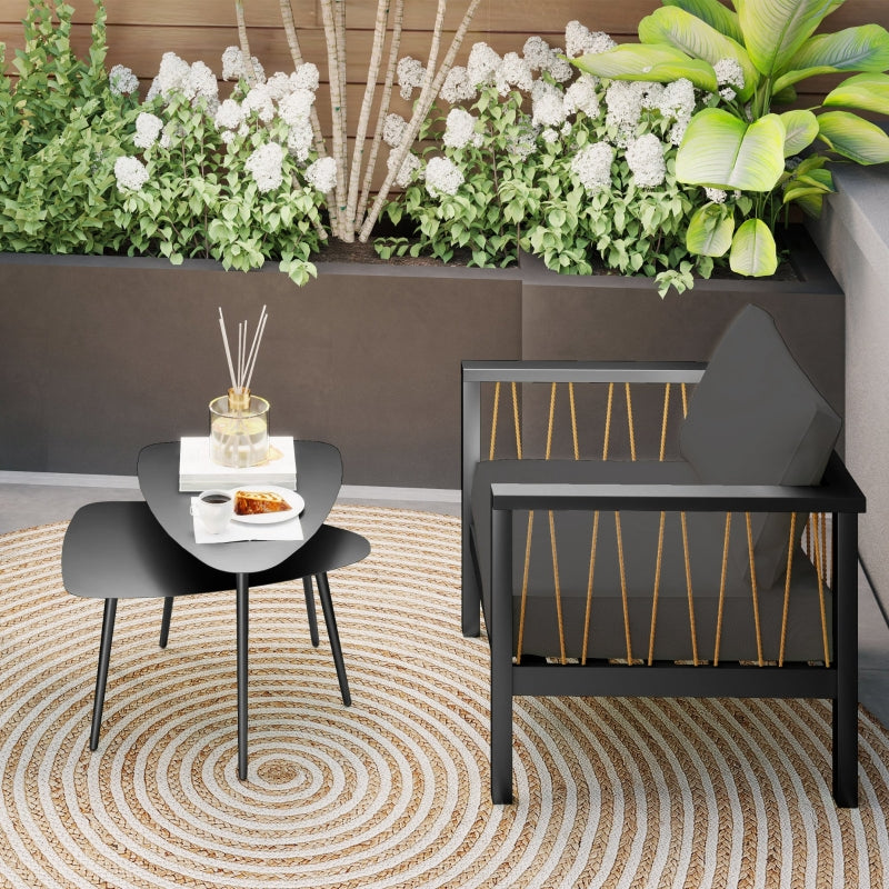 Coffee Table Set of 2, Steel, Black