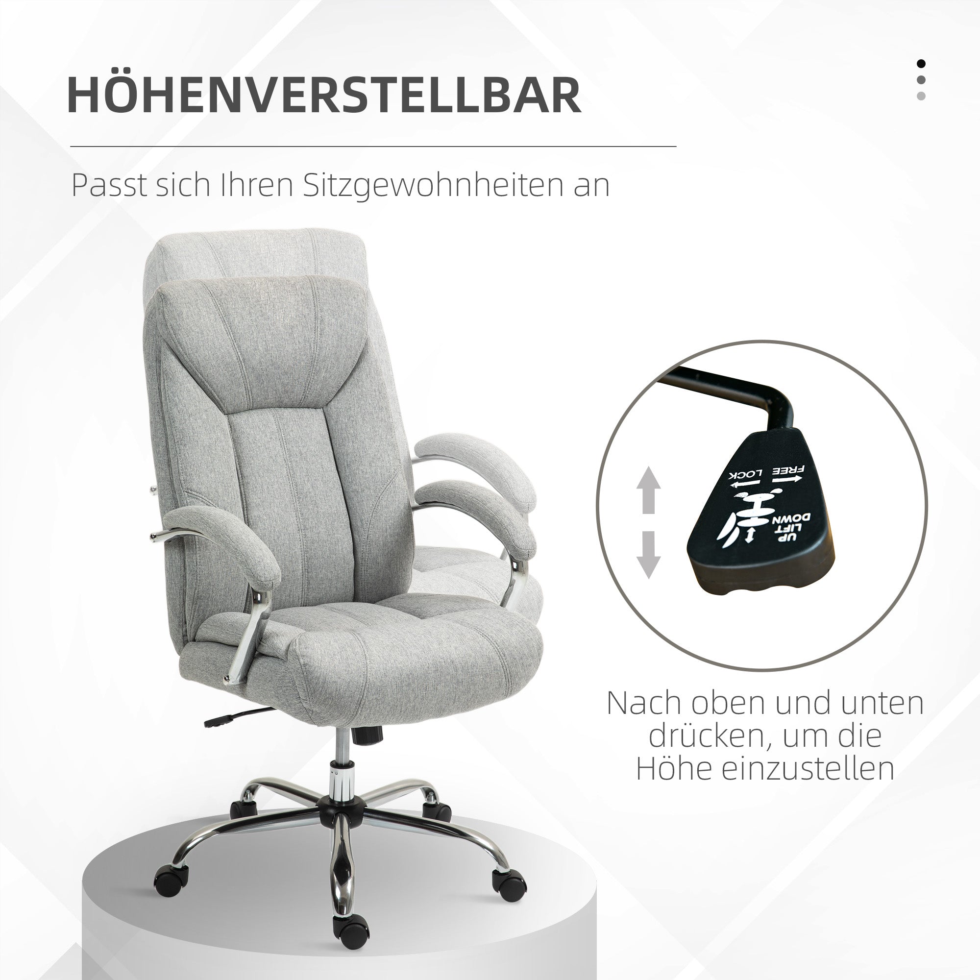 Vinsetto Office Chair, Rocking Ergonomic Adjustable Swivel, Light Grey Nylon