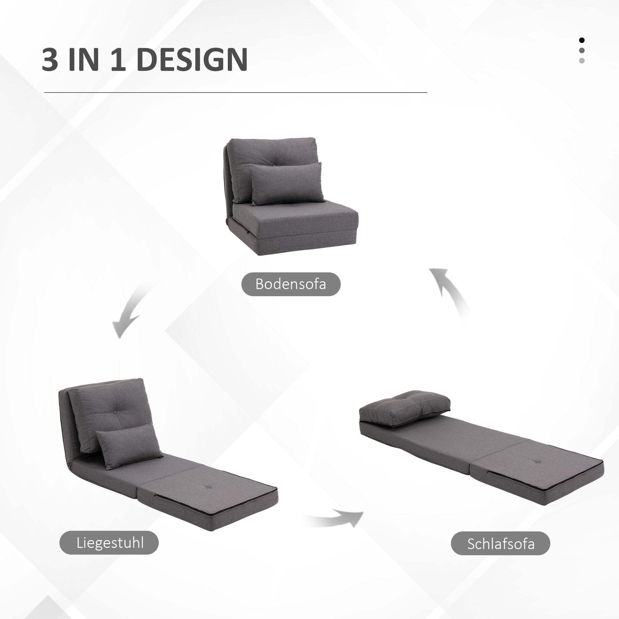 Floor Chair Folding Bed Sofa Adjustable Linen