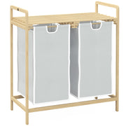 Laundry Basket with 2 Removable Bags, Bamboo Cream