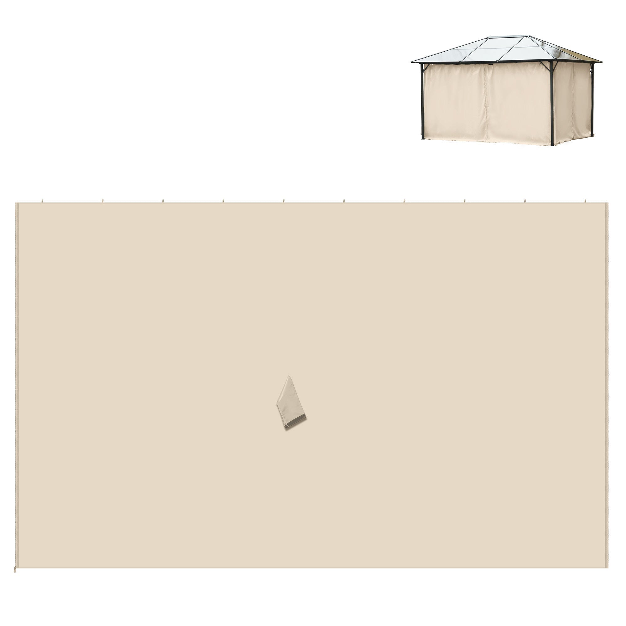 Pavilion Party Tent 3x4m with 4 Side Panels, Polyester Beige