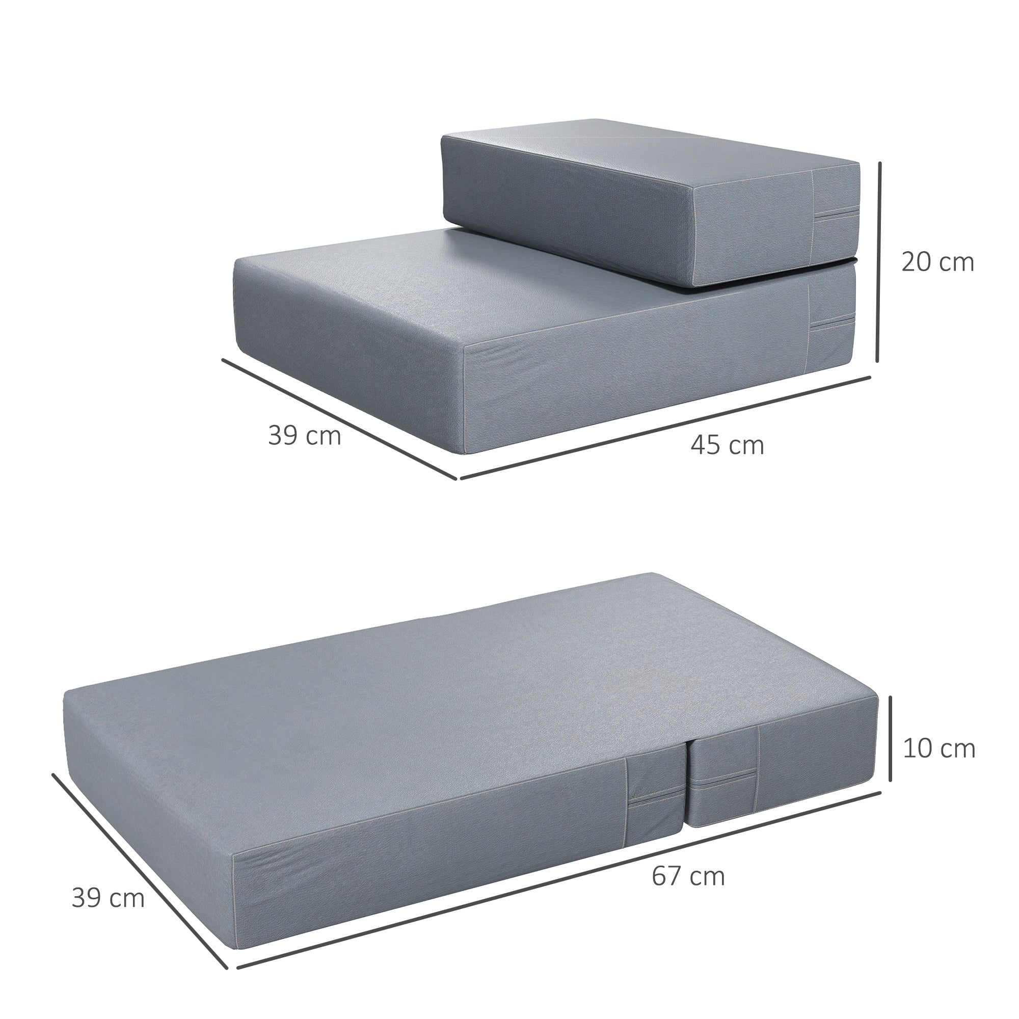 Pet Stairs, 2 Steps Foldable, Dog Stairs, Grey PU Leather