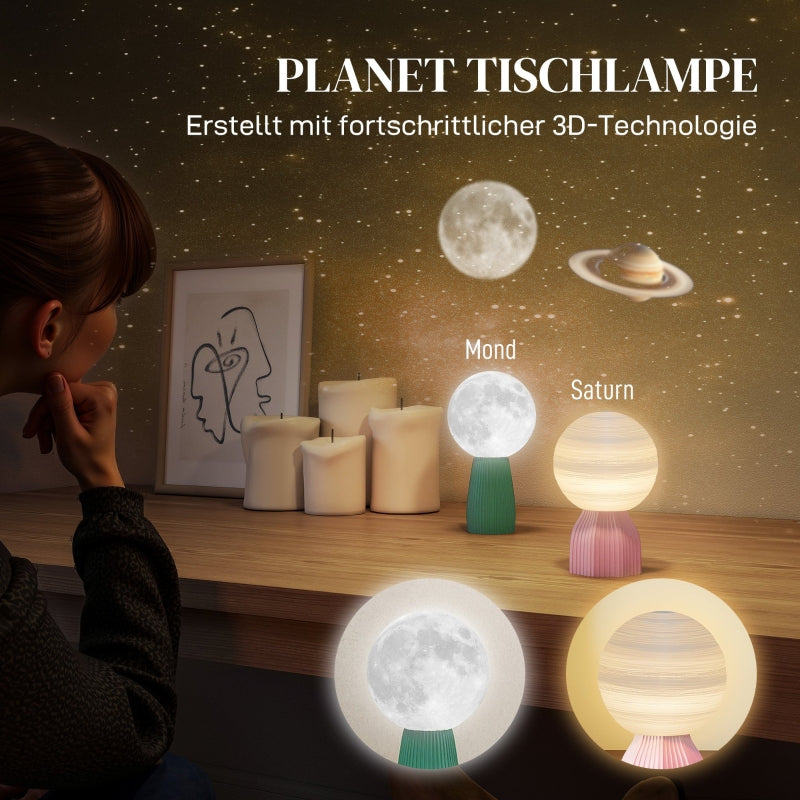 Planetary Table Lamp Set, 3 Colors USB Plastic, White