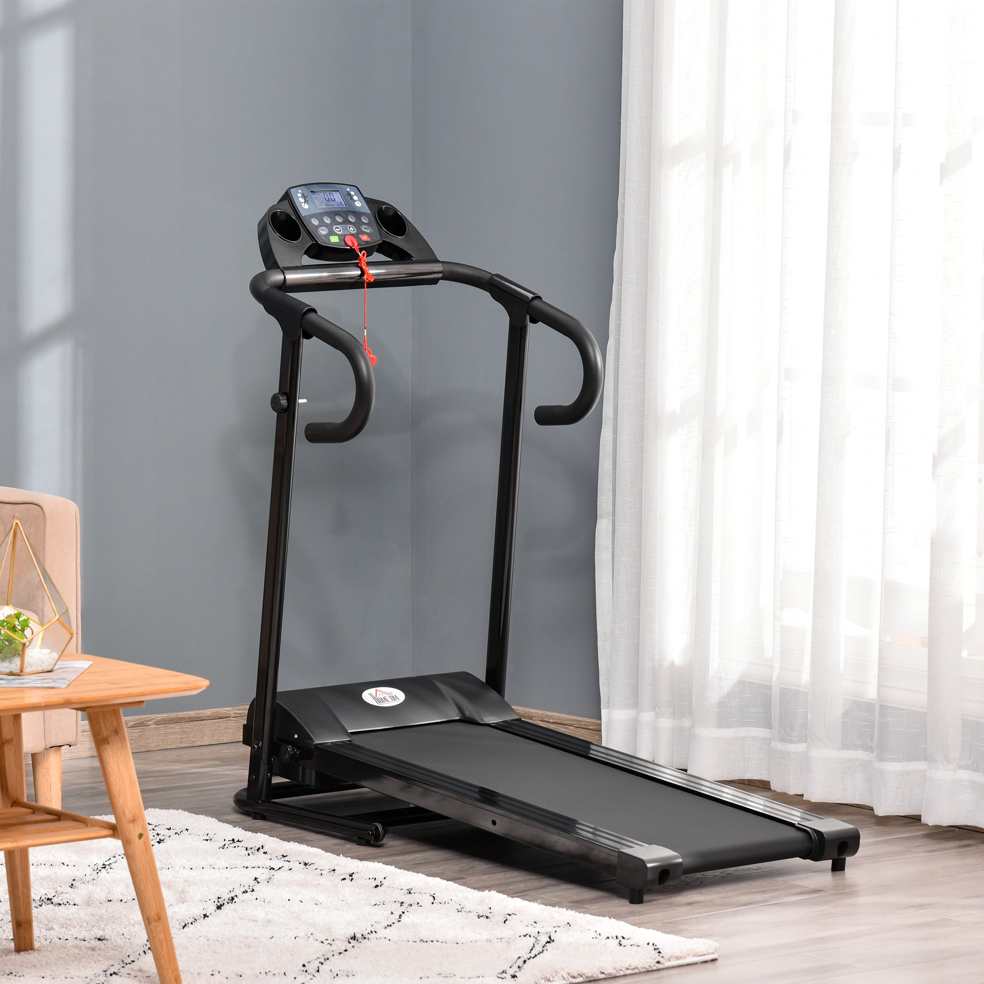 Electric Folding Treadmill, 500W LCD Display, Black