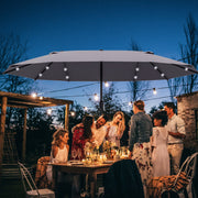 Parasol 440x260cm Double LED Hand Crank Patio Umbrella Dark Grey Metal