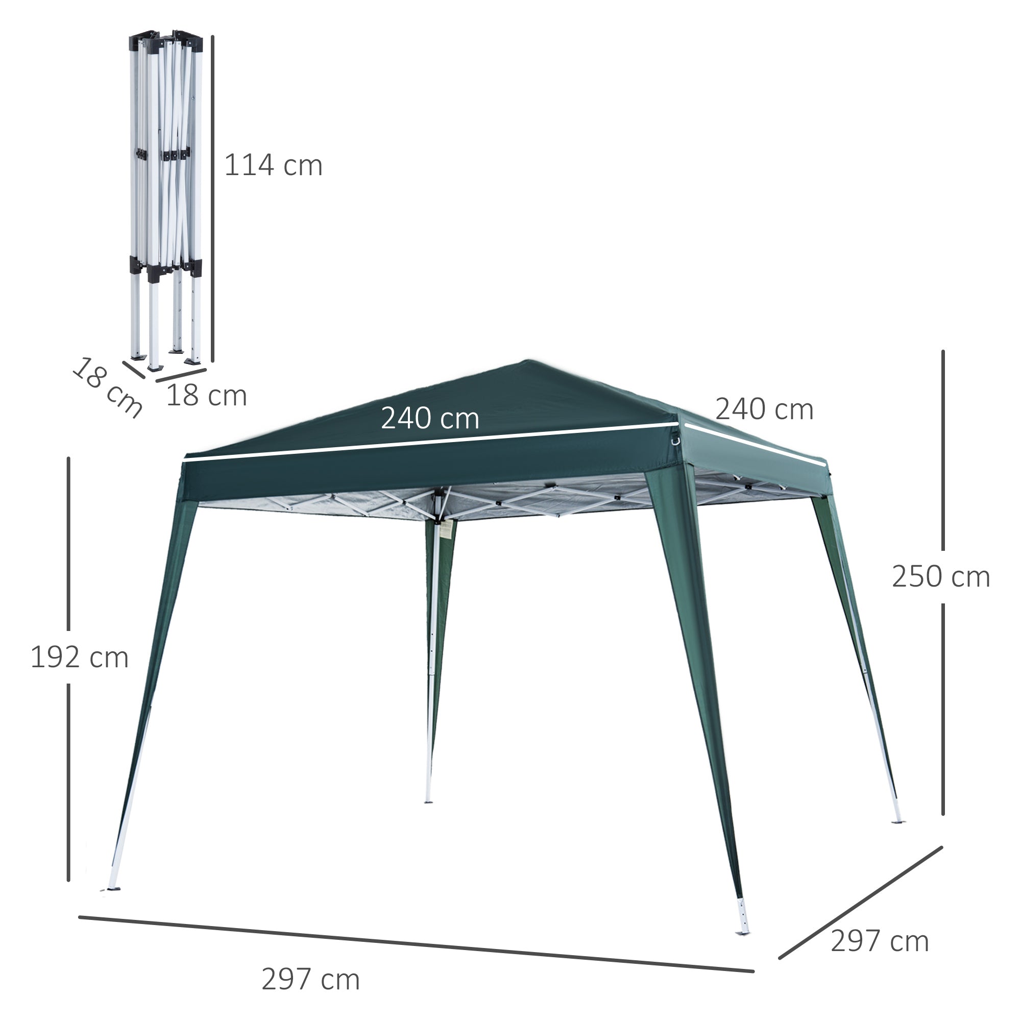 Pop-Up Gazebo, Party Tent, UV Protection, Foldable, Portable, Steel Green