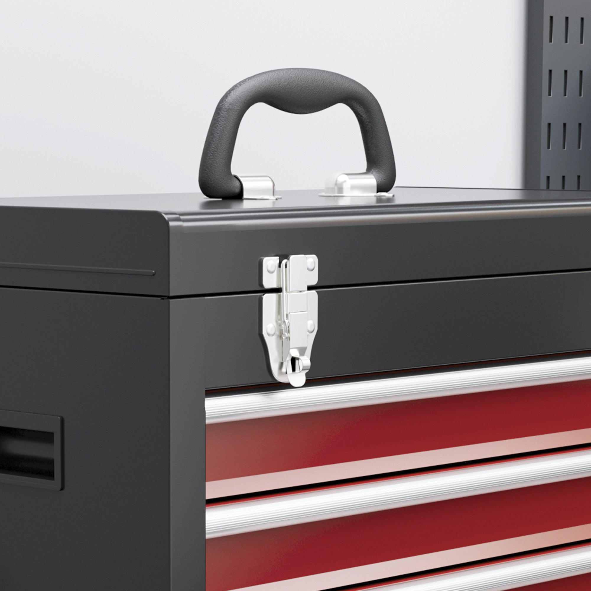 Workshop trolley, 5 drawers, lockable mobile, 130 kg load, steel black and red