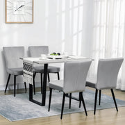 Dining Chair Set of 4, Kitchen Chairs, Backrest, Grey Velvet