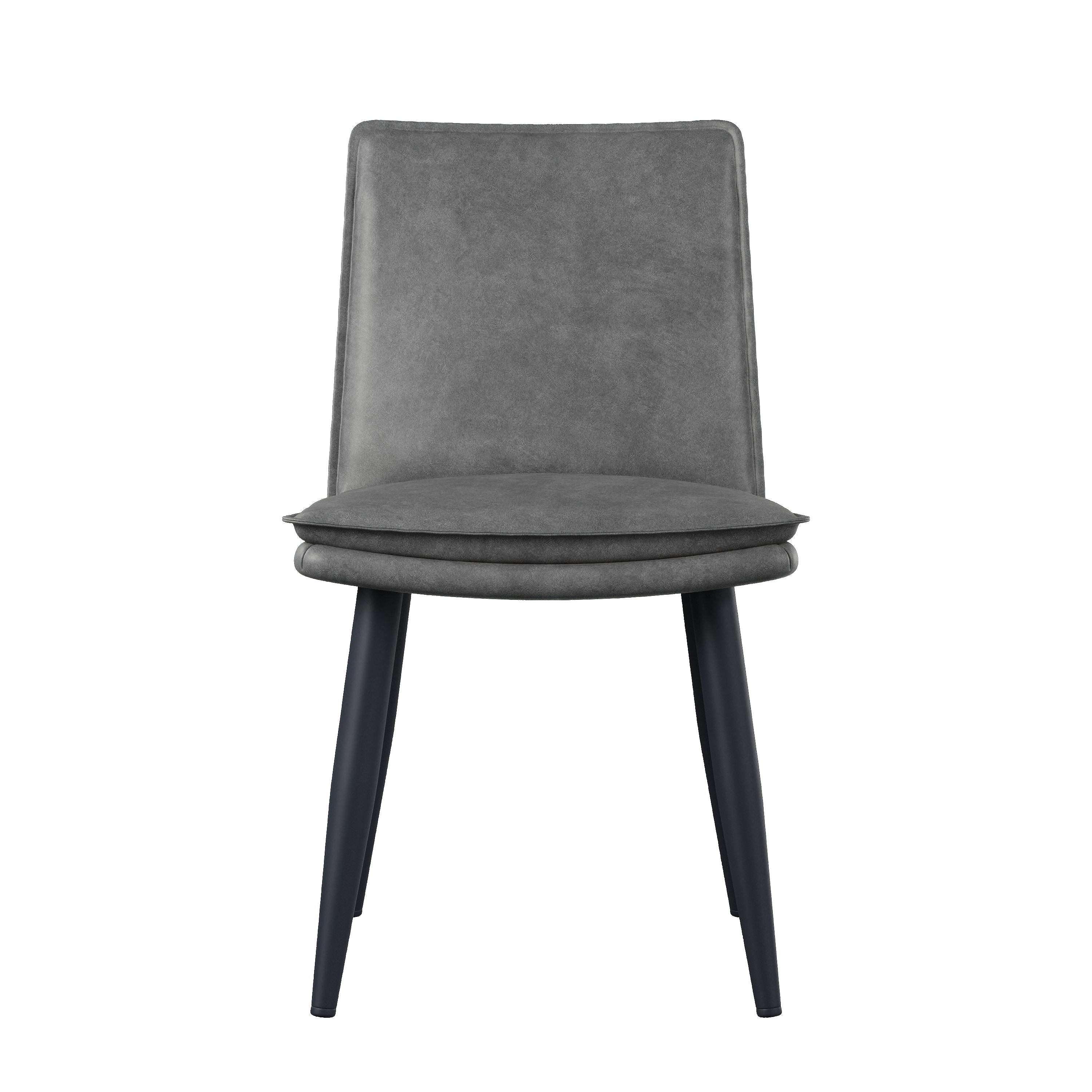 4 Dining Chairs PU Double Cushion Modern - Grey