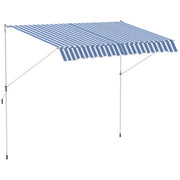 Awning Hand Crank Height Adjustable Dirt-Repellent Aluminum Polyester Blue/White