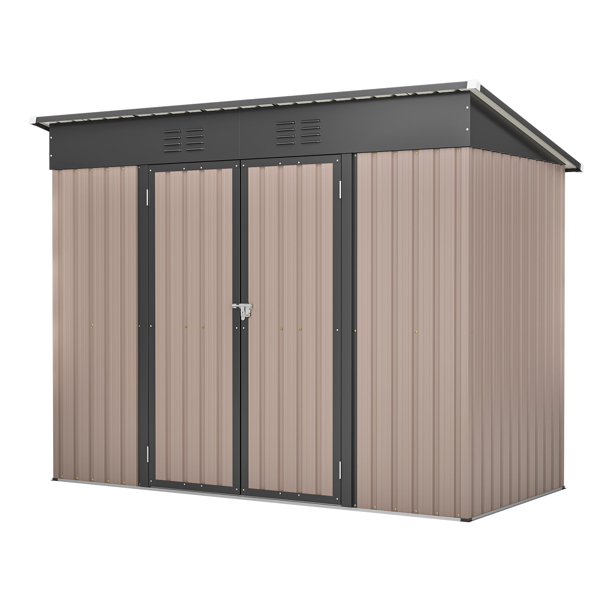 Rathwood 8x4 FT Metal Garden Shed with Foundation and Weatherproof Design, Brown Metal