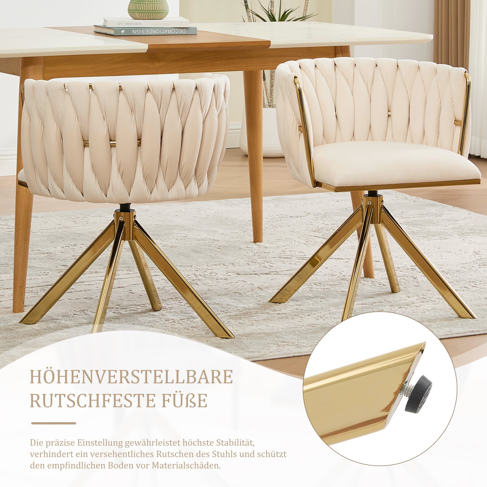 Velour Armchair, Heavy-Duty, 180° Swivel, Ergonomic, Metal Frame