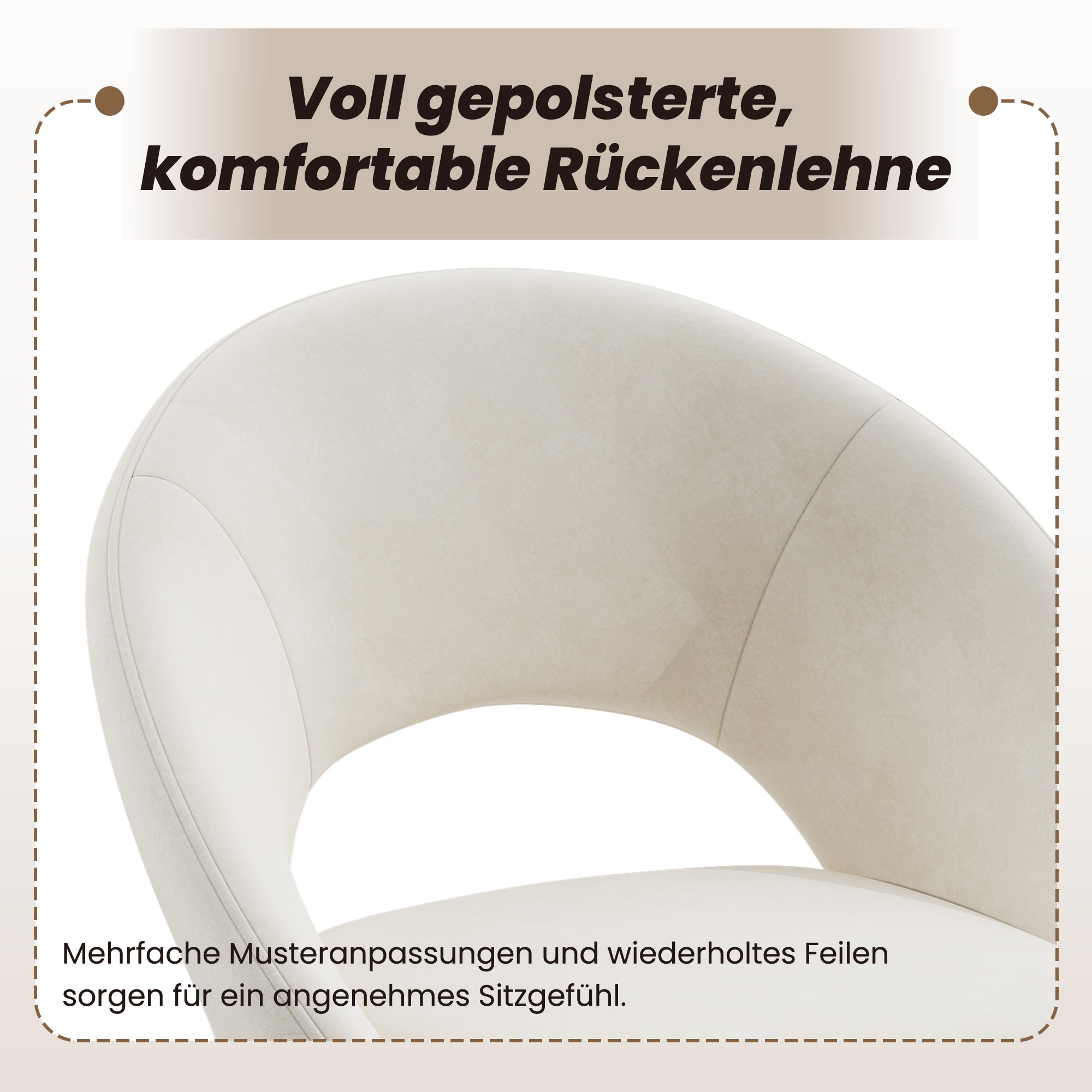 Set of 6 Modern Dining Chairs, Comfortable and Breathable Velvet, Beige