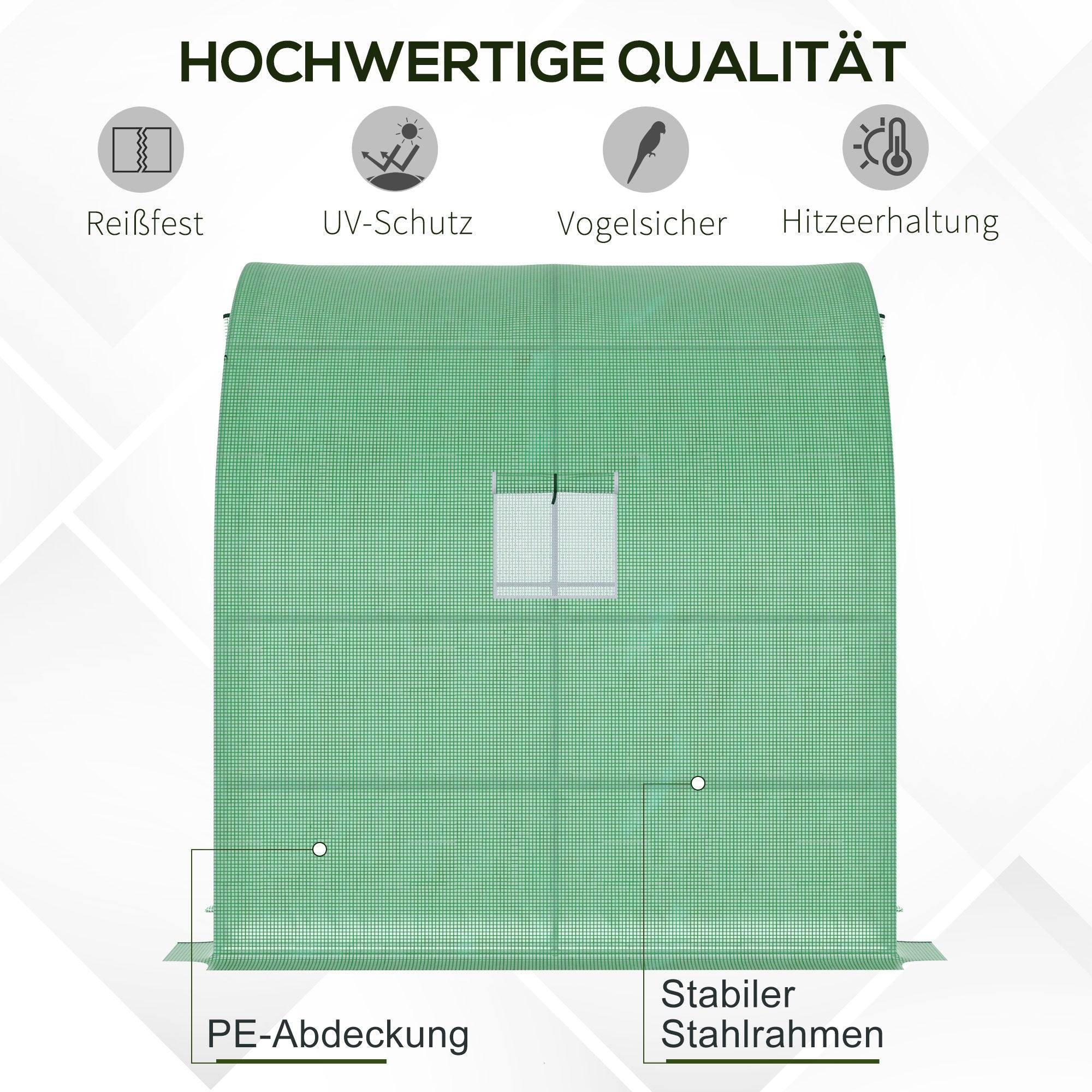 Polytunnel Greenhouse 2 Doors UV Protection Steel & PE Green