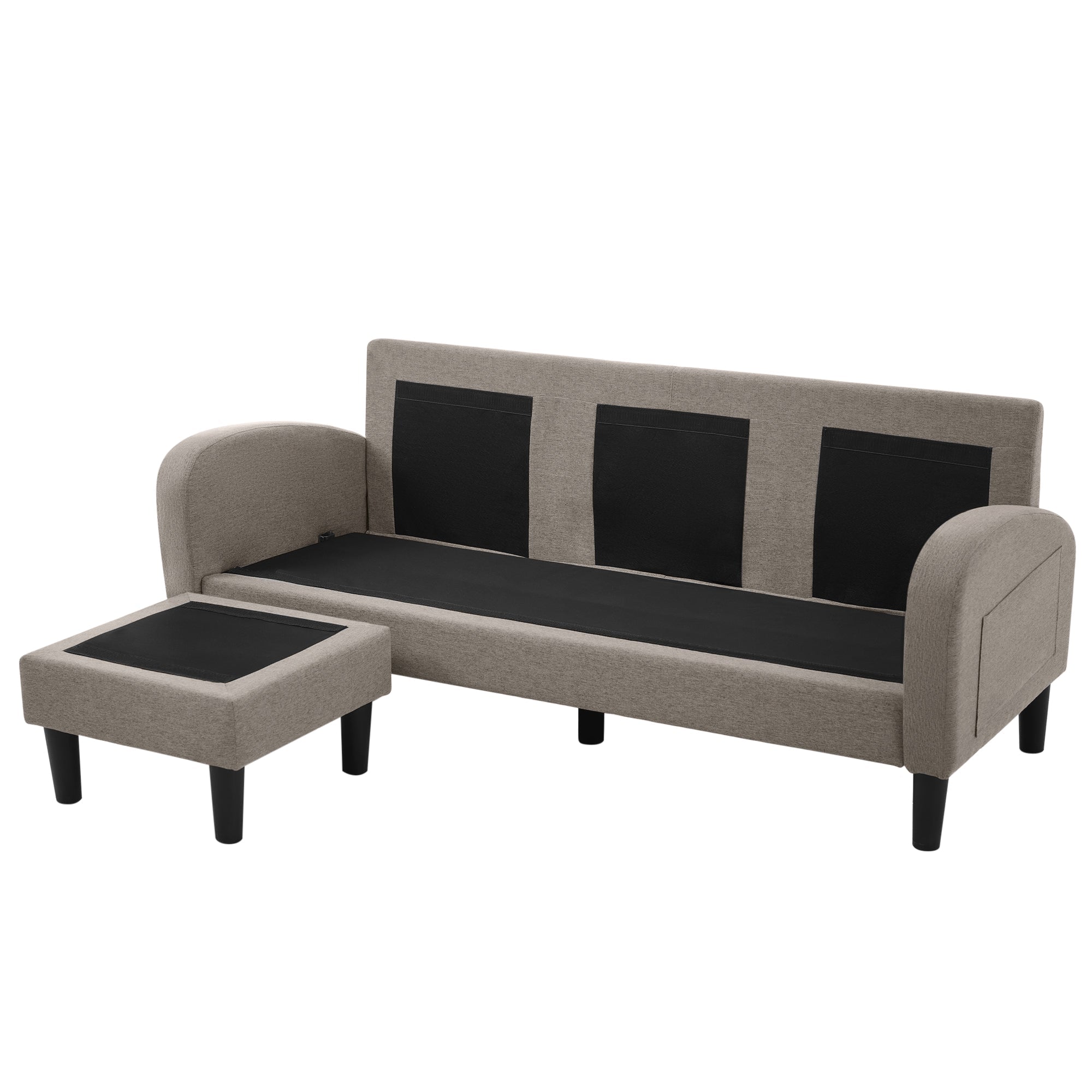 Sofa, L-Shaped Corner with Chaise, 3-Seater, Cotton Linen