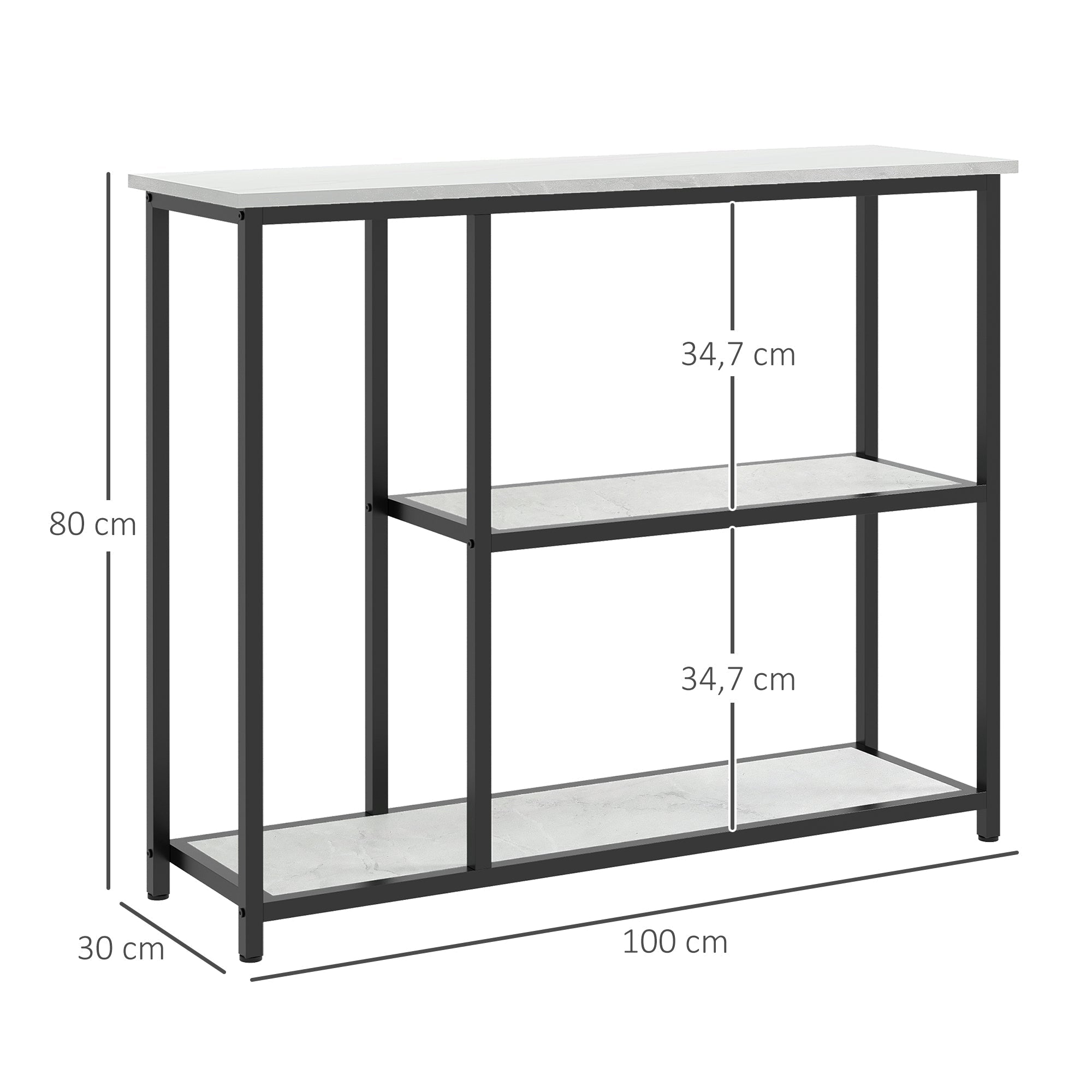 Console Table with 2 Levels, Side Table, Sofa Table, Anti-tip Protection, Steel White