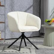 Armchair Lounge Chair, 360° Swivel with Armrests & Metal Legs, Linen Look Cream White